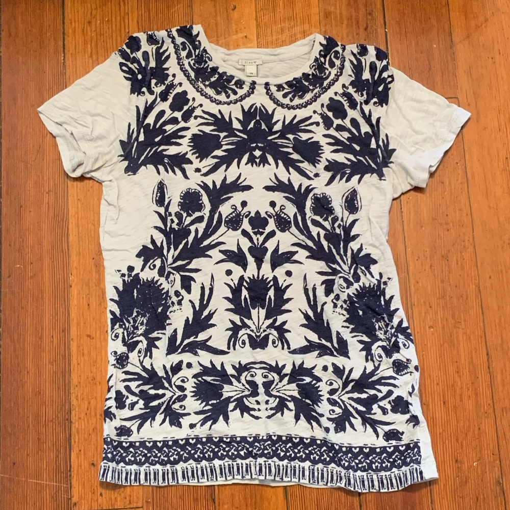 J Crew Damask/Filigree Print Tee